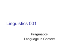 Linguistics 001 - University of Pennsylvania
