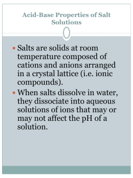 Acid-Base Properties of Salt Solutions