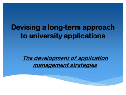 Devising a long-term approach to university applications