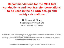 Recommendation for the MOX fuel conductivity and heat