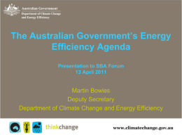 The Australian Government’s Energy Efficiency Agenda