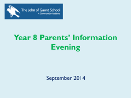 Year 7 Parents’ Information Evening