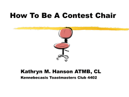 Wanted: Contest Chair - Toastmasters for Better Speaking