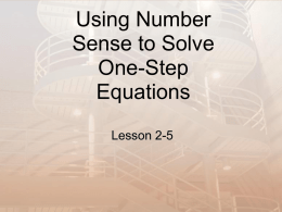 Using Number Sense to Solve One