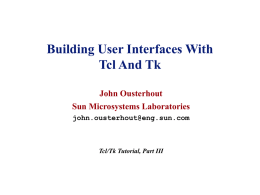 Building User Interfaces With Tcl And Tk