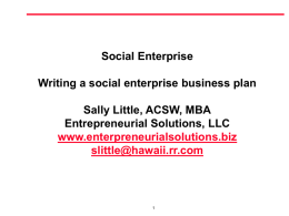 Writing a Social Enterprise Business Plan