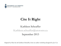 Cite It Right - University of Toronto