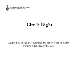 Cite It Right - University of Toronto