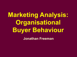 Marketing Analysis: Organisational Buyer Behaviour