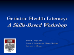 Geriatric Health Literacy: A Skills-Based Workshop