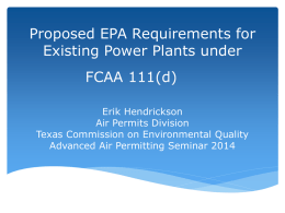 Proposed EPA Requirements for Existing Power Plants (FCAA