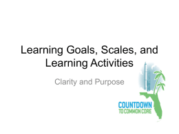 Learning Goals, Scales, and Learning Activities