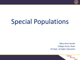 2011-12 FAFSA Special Populations Financial Aid Update