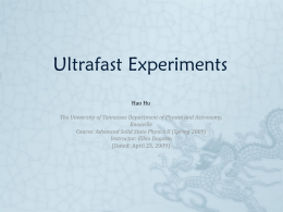 Ultrafast Experiments - Dagotto Group Homepage