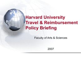 Harvard University Travel & Reimbursement Policy Briefing