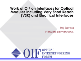 VSR - Optical Internetworking Forum (OIF)