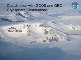 Coordination with GCOS and GEO: Cryosphere Observations