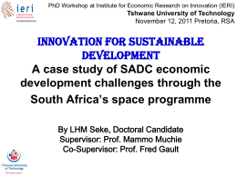 The South Africa’s Space Science programme Role and