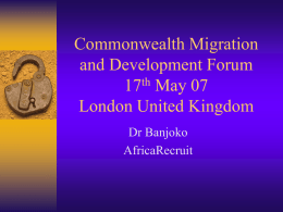 Commonwealth Migration and Development Forum 17th May 07