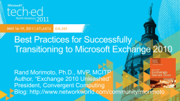 EXL305: Best Practices for Successfully Transitioning to