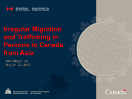 Irregular Migration and Human Trafficking to Canada from Asia