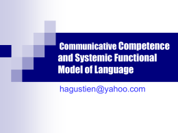 Communicative Competence and Systemic Functional Model of