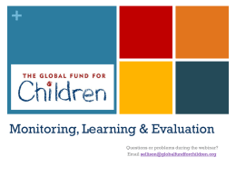Monitoring, Learning & Evaluation