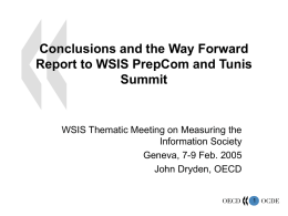 Conclusions and the Way Forward Report to WSIS PrepCom …