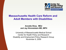 Massachusetts Health Care Reform and Adult Members with