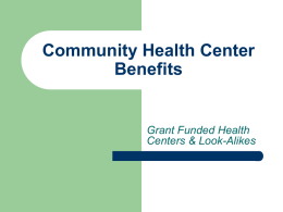 Community Health Center Benefits
