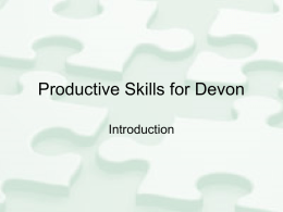 Productive Skills for Devon Economic Context