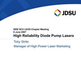 High Reliability Diode Pump Lasers
