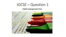 IGCSE – Question 1