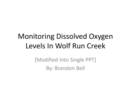 Monitoring Dissolved Oxygen Levels In Wolf Run Creek