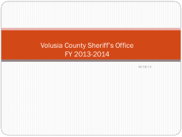 Volusia County Sheriff’s Office Budget Presentation
