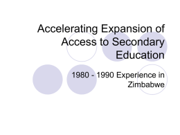 Accelerating Expansion of Access to Secondary Education