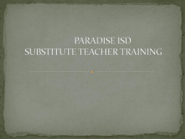 PARADISE ISD SUBSTITUTE TEACHER TRAINING