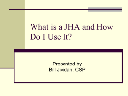 What is a JHA and How DO I Use It?