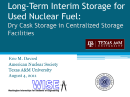 Long-Term Interim Storage Plan for Used Nuclear Fuel: