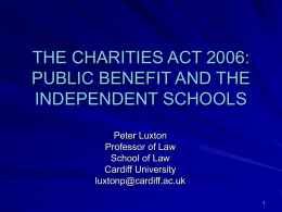 PUBLIC BENEFIT AND THE INDEPENDENT SCHOOLS