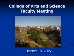 College of Arts and Science Faculty Meeting