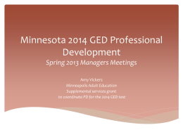 Minnesota 2014 GED Professional Development Spring 2013