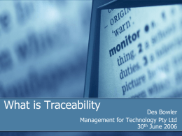 What is Traceability - Management for Technology Pty Ltd