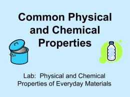 Common Physical and Chemical Properties