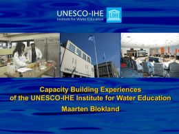 UNESCO-IHE Institute for Water Education - UN