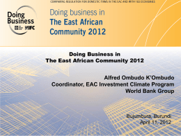 Doing Business inThe East African Community 2012