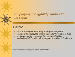 About Form I-9, Employment Eligibility Verification