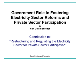 Role of Government in Fostering Reforms and Private
