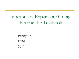 Vocabulary Expansion: Going Beyond the Textbook
