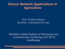 Sensor Network Applications in Agriculture